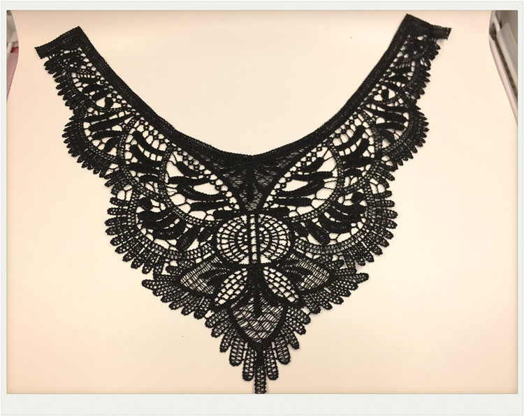 外贸爆单diy服装花边领花水溶涤光刺绣绣花老鹰衣领辅料装饰