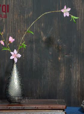 复古陶瓷水滴形金属釉花瓶