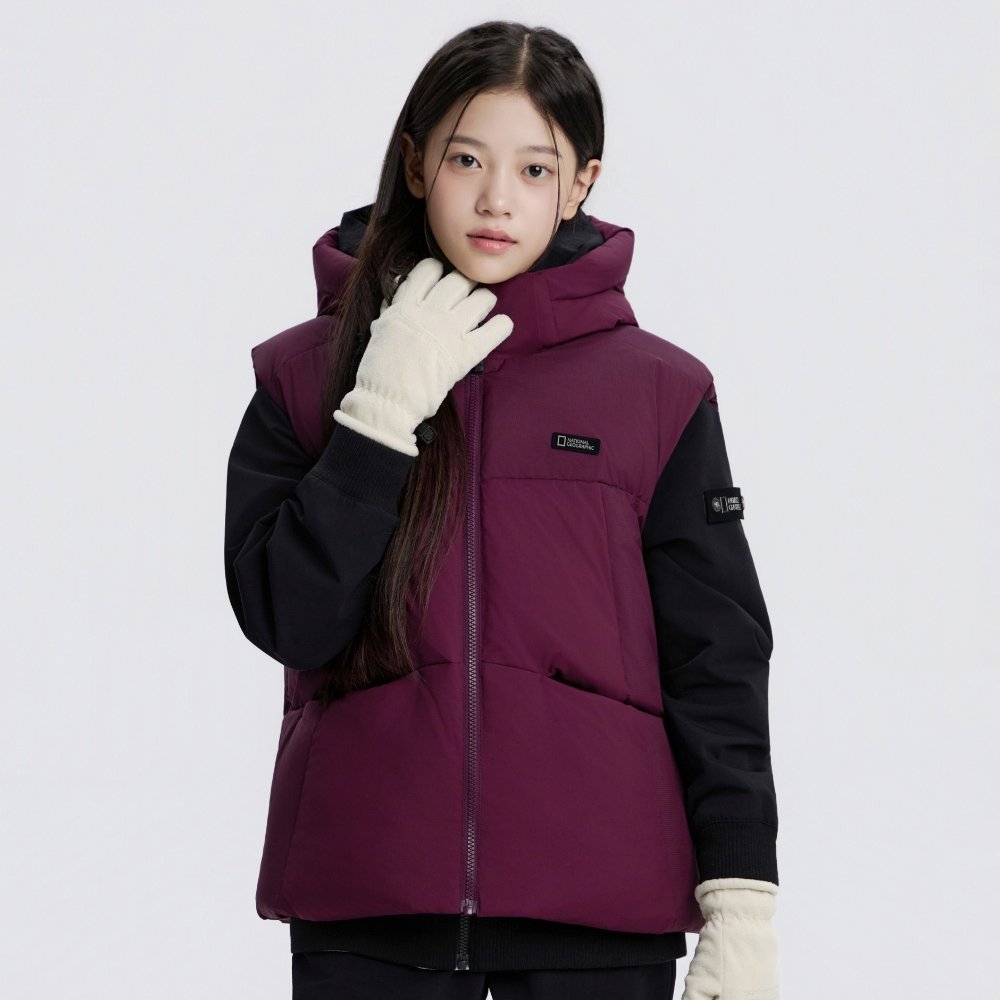 NATIONAL KIDS韩国代购25秋冬男女儿童防风防水连帽棉服马甲