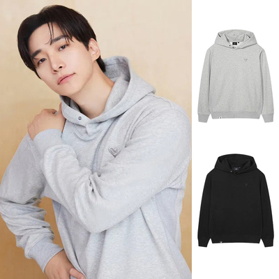 NEPA韩国代购25秋冬男女户外休闲爱心刺绣标棉涤混纺连帽套头卫衣