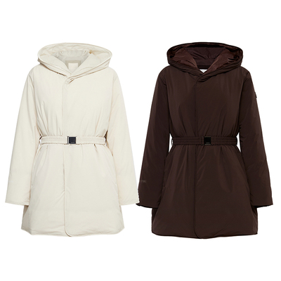 EIDER韩国代购25秋女高端户外羊绒休闲连帽鹅绒羽绒服大衣外套