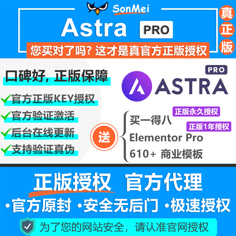 Astra Key授权激活外贸独立网站WP搭配Elementor Pro主题官方正版