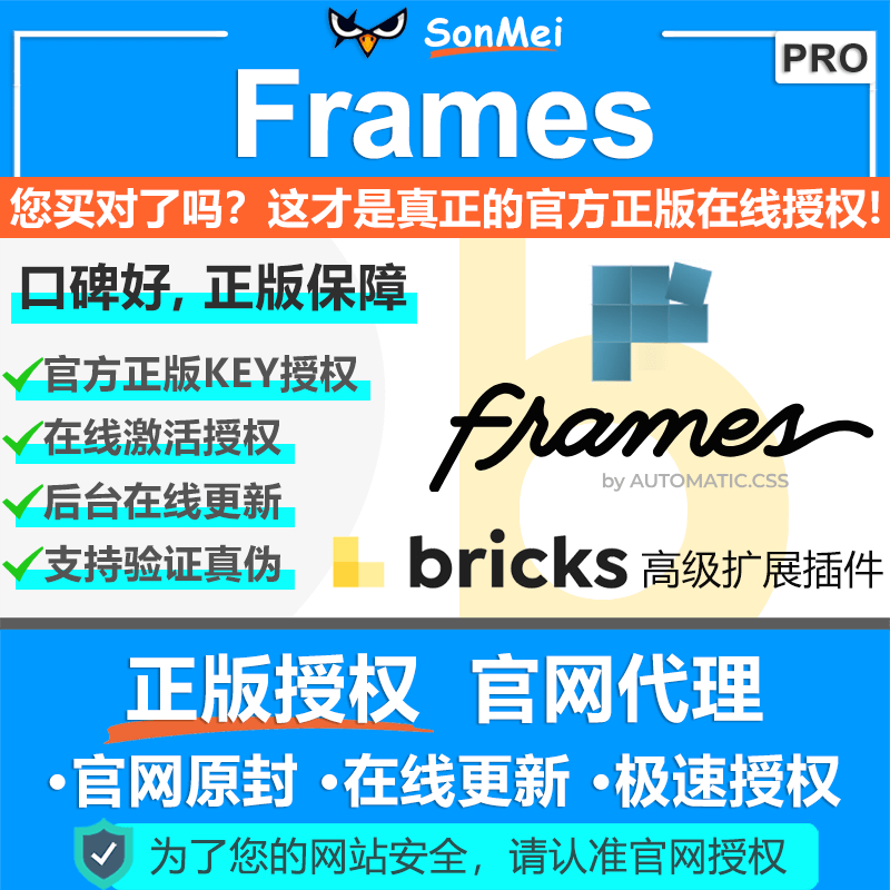 Frames官方正版授权在线更新Bricks Builder Theme编辑器扩展插件