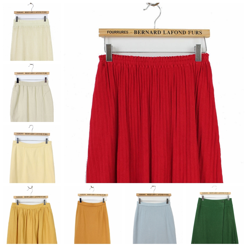 2025秋冬日本复古古着Vintage孤品毛呢女半身裙 甜美糖果色针织