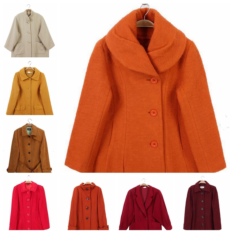 vintage古着孤品复古日本文艺羊毛呢中长大衣女 马卡龙甜美糖果色