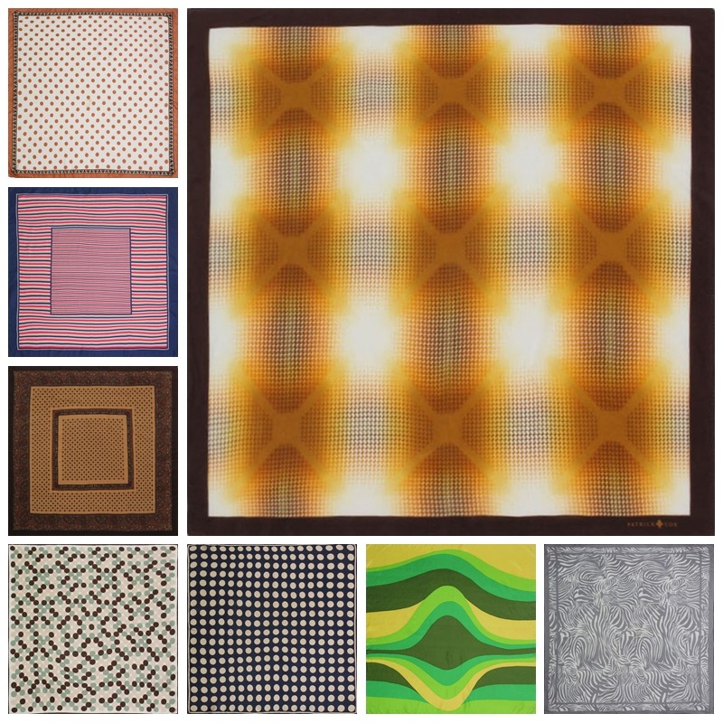 vintage古着孤品复古日本制真丝蚕丝古董中古丝巾 线条格子圆点