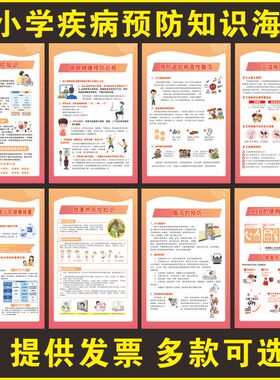 中小学疾病预防知识宣传海报挂图预防流感腹泻防控近视肥胖艾滋病