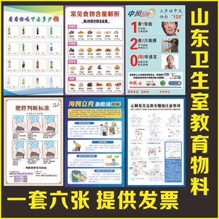 山东村卫生室健康教育物料饮料食品含糖量含盐量中风120宣传海报