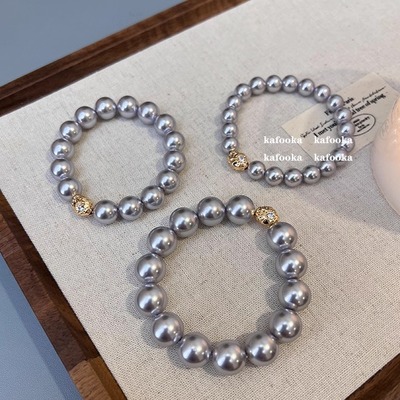 淡紫色薰衣草珍珠手链叠戴优雅