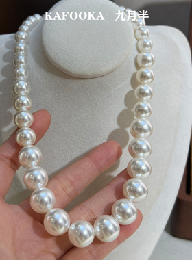 施家澳白毛衣链女澳白珍珠项链