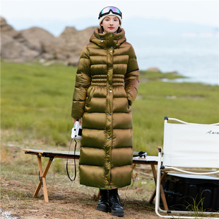 羽绒服女 逐雅亮面超厚95白鸭绒修身 过膝到脚踝2024冬季 新款 超长款