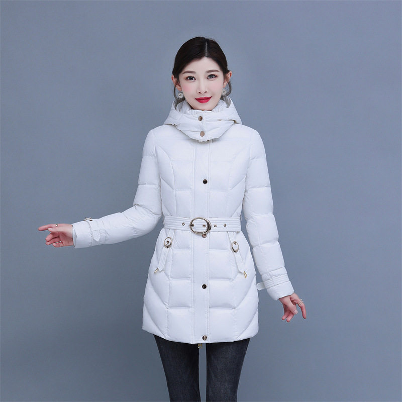 逐雅短款羽绒服女2022年冬季新款加厚轻柔亮面收腰90%白鸭绒外套