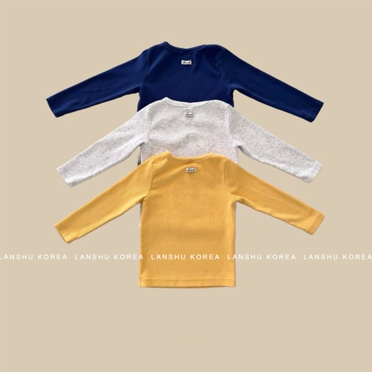 现货【Amore】懒鼠韩国童装26春款男童女童基础纯色圆领长袖T恤