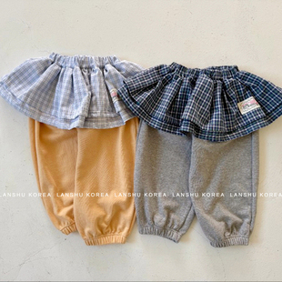 现货【Ramijini】懒鼠韩国童装26春款女童时髦复古松弛感格子裙裤