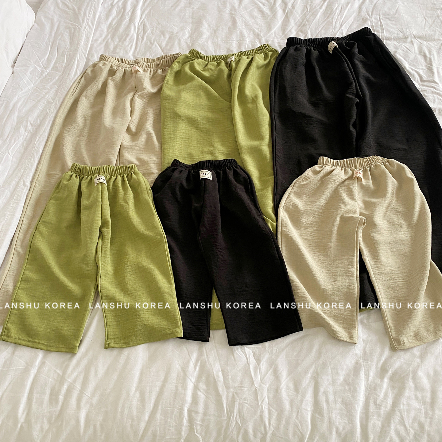 现货懒鼠韩国童装26夏款中大童纯色贴标轻薄亲子防蚊休闲裤1118