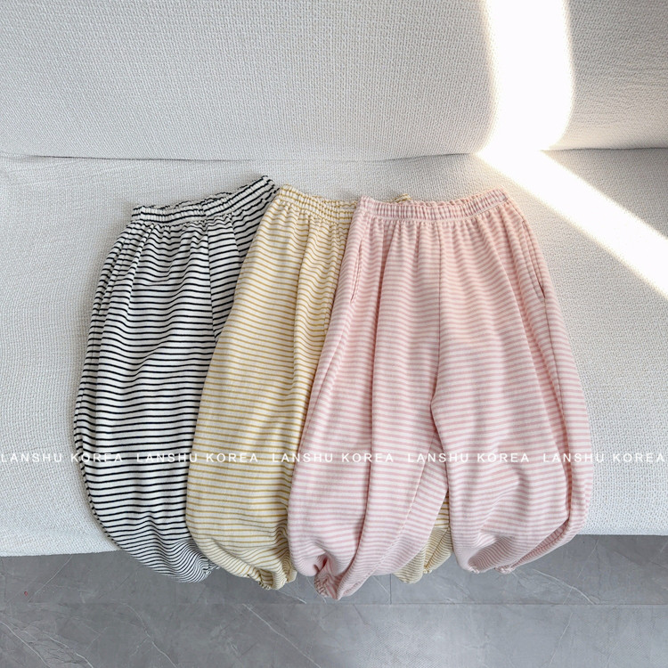 现货【Jeje】懒鼠韩国童装26春款男童女童条纹超百搭收口休闲裤