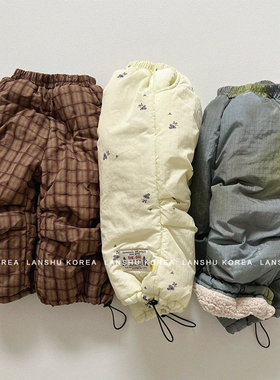 【Gou】懒鼠韩国童装25冬款男童女童羊羔绒可收口两穿亲子休闲裤