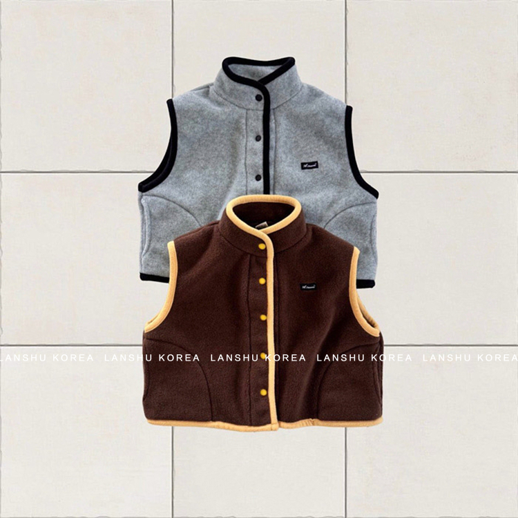 【Amore】懒鼠韩国童装25冬款男童女童日系包边加厚保暖马甲外套