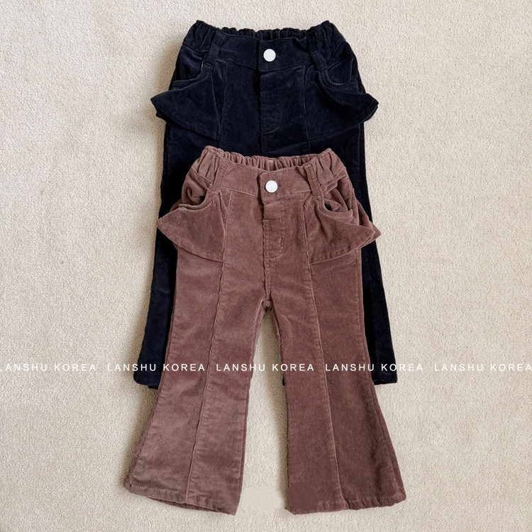 【Elly】懒鼠韩国童装25冬款女童复古摩登时髦拼接有厚度微喇裤,童装/婴儿装/亲子装,裤子,淘宝优惠券,粉丝福利购,淘宝优惠卷