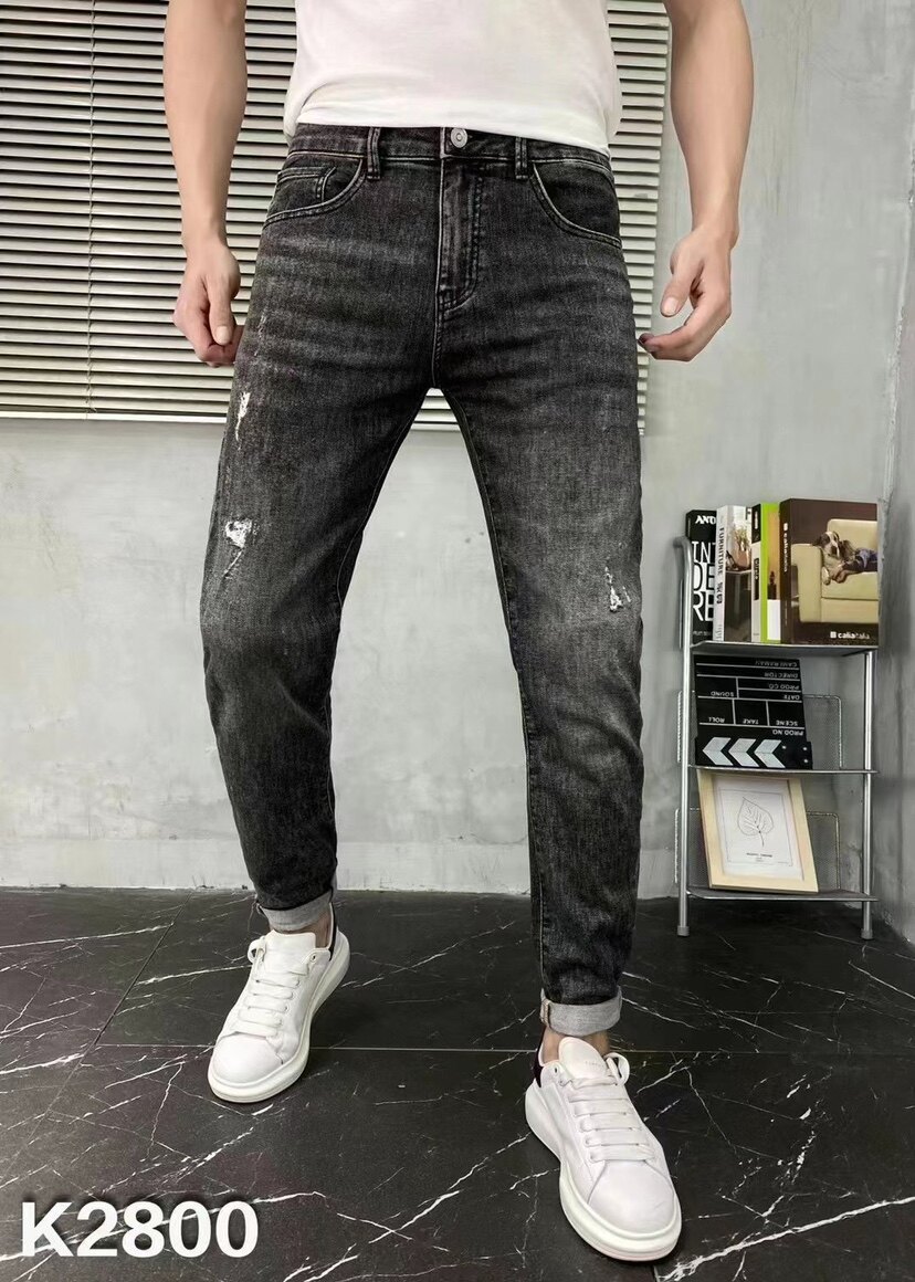 破洞牛仔裤男2022春季新款小脚潮