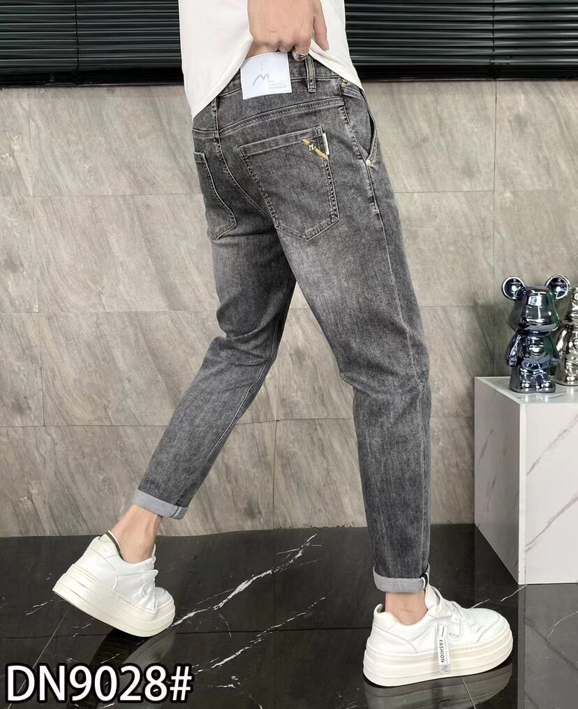 黑灰色牛仔裤男夏季超薄
