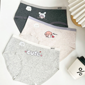 糯叽叽A类婴儿棉5A抑菌裆全棉女内裤 探路猫 美少女3条装 纯棉中腰