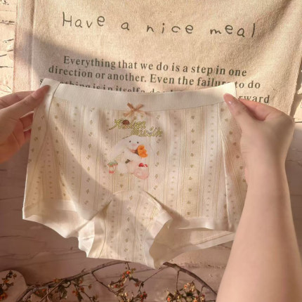 探路猫韩系碎花软糯平角A类棉女士内裤云感柔软裸感纯棉加长裆10A