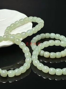 和田玉浅绿老型珠手链优雅高级感