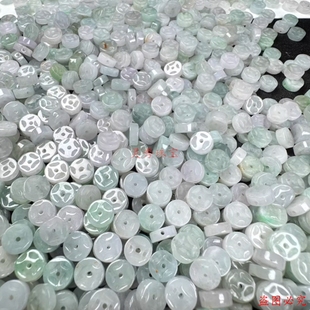 翡翠8MM金钱珠缅甸翡翠玉石玉器DIY饰品散件diy小配饰玉石配饰