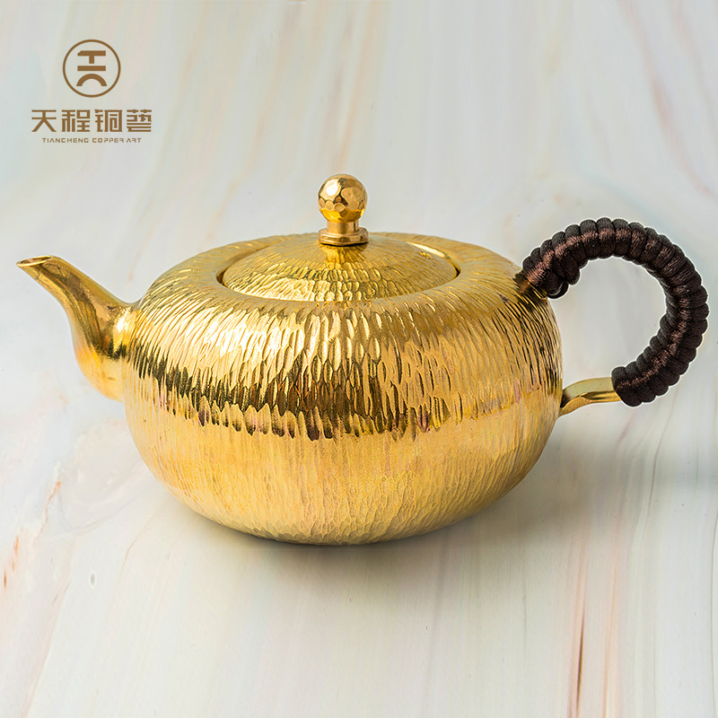 天程铜艺 饮水思源-神灯铜壶烧水壶泡茶壶功夫茶具紫