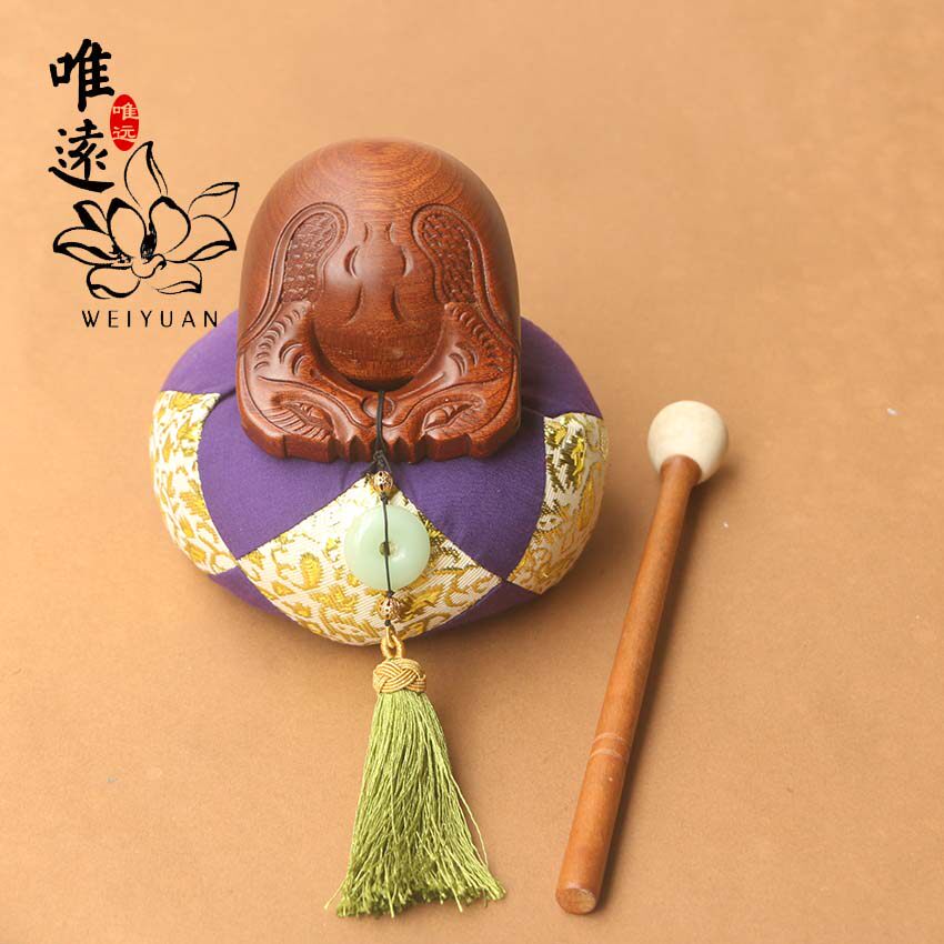 随身小木鱼法器家居修学静心榉木雕刻摆件敲击解压高音木鱼全套