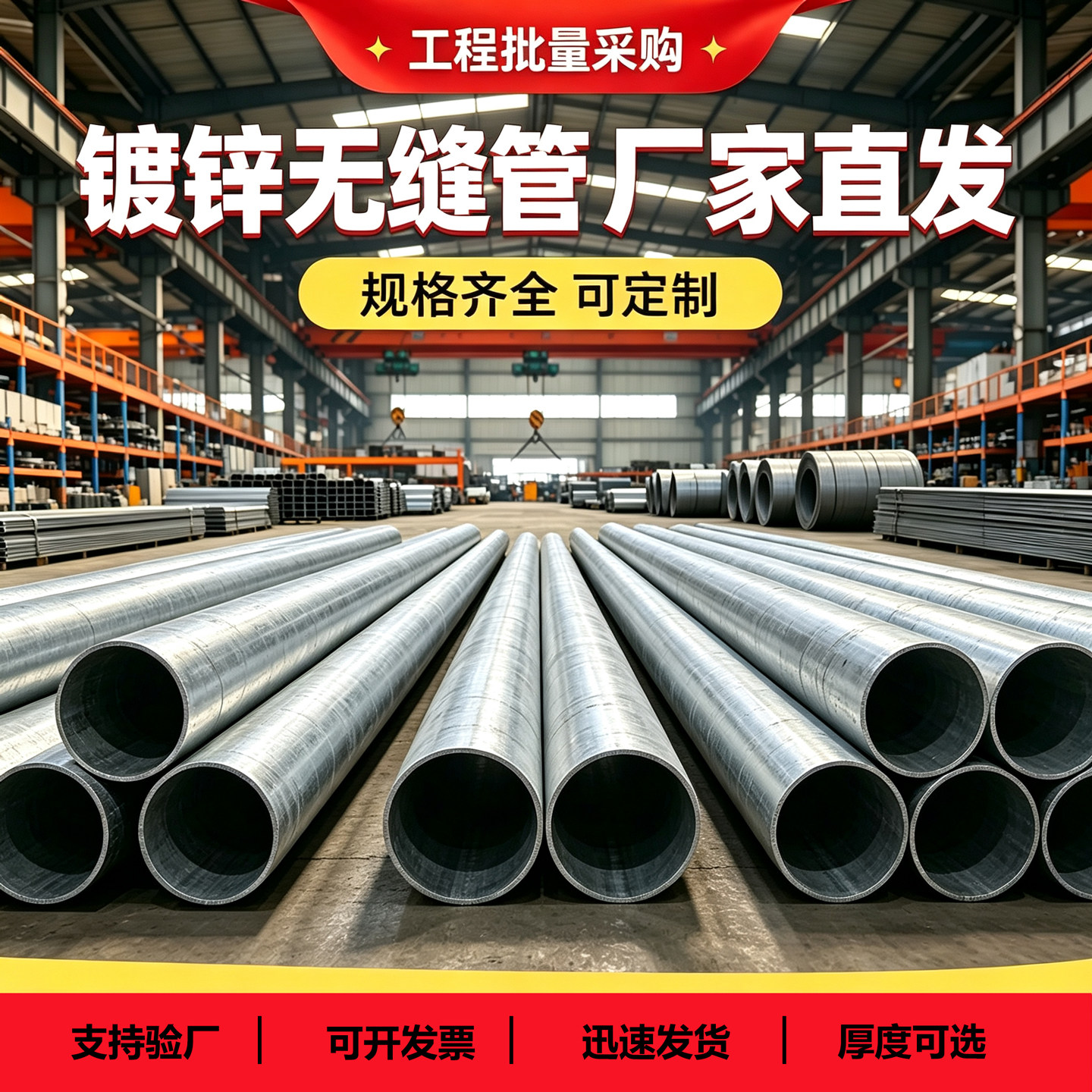 镀锌无缝钢管精密管空心管国标切割零售大口径dn100dn25圆管连接图片