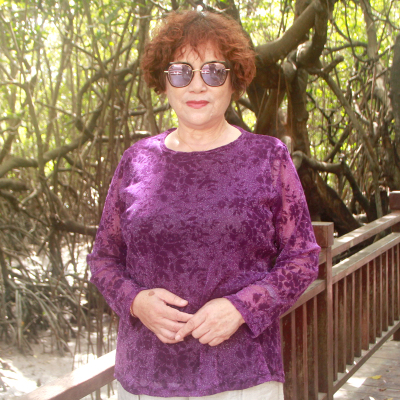 中老年网纱植绒花通勤妈妈装宽松