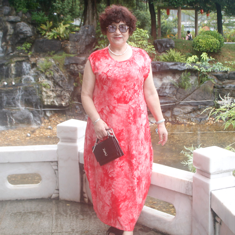 新款纯棉气质连衣裙中老年女装