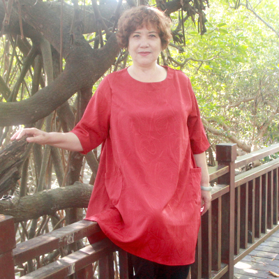 春夏中长遮肚a版七分袖胖妈妈装