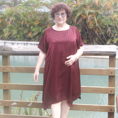 夏季新款中长过膝服装真丝连衣裙