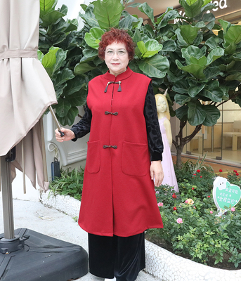 珍缘中老年女装春秋马甲外套洋气大码胖妈妈宽松显瘦长款坎肩背心
