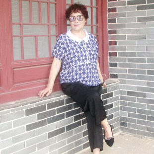 中老年人夏季短袖套装加肥大妈胖妈妈装天丝棉气质碎花宽松两件套