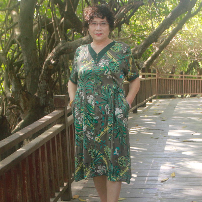 妈妈款真丝棉洋气减龄显瘦连衣裙
