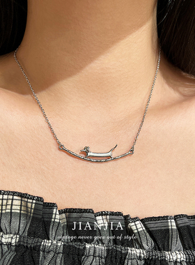 钛钢锁骨链狗狗宠物银色项链