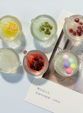 仿真微缩食玩冰箱贴磁贴立体树脂糖水碗红豆汤绿豆汤固定照片磁吸