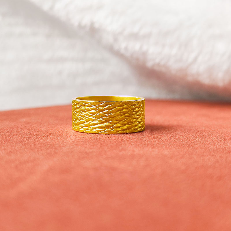 锤纹指环和源足金999实心宽面