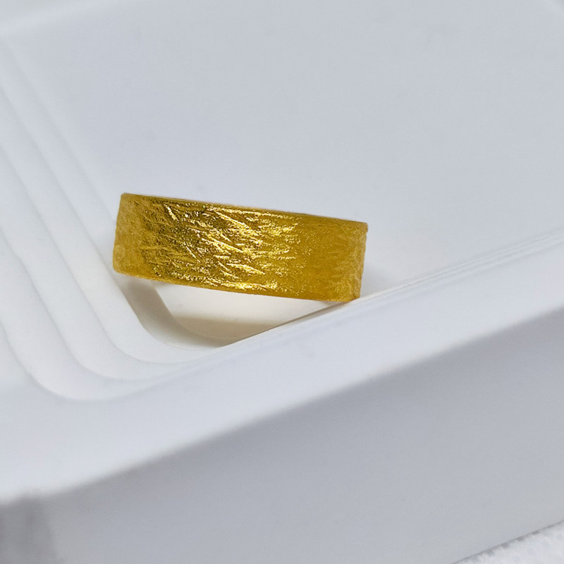 和源戒指个性创意锤纹足金999