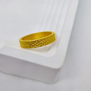 黄金戒指男女款足金999古法实心龙鳞指环情侣对戒尾戒素圈可刻字