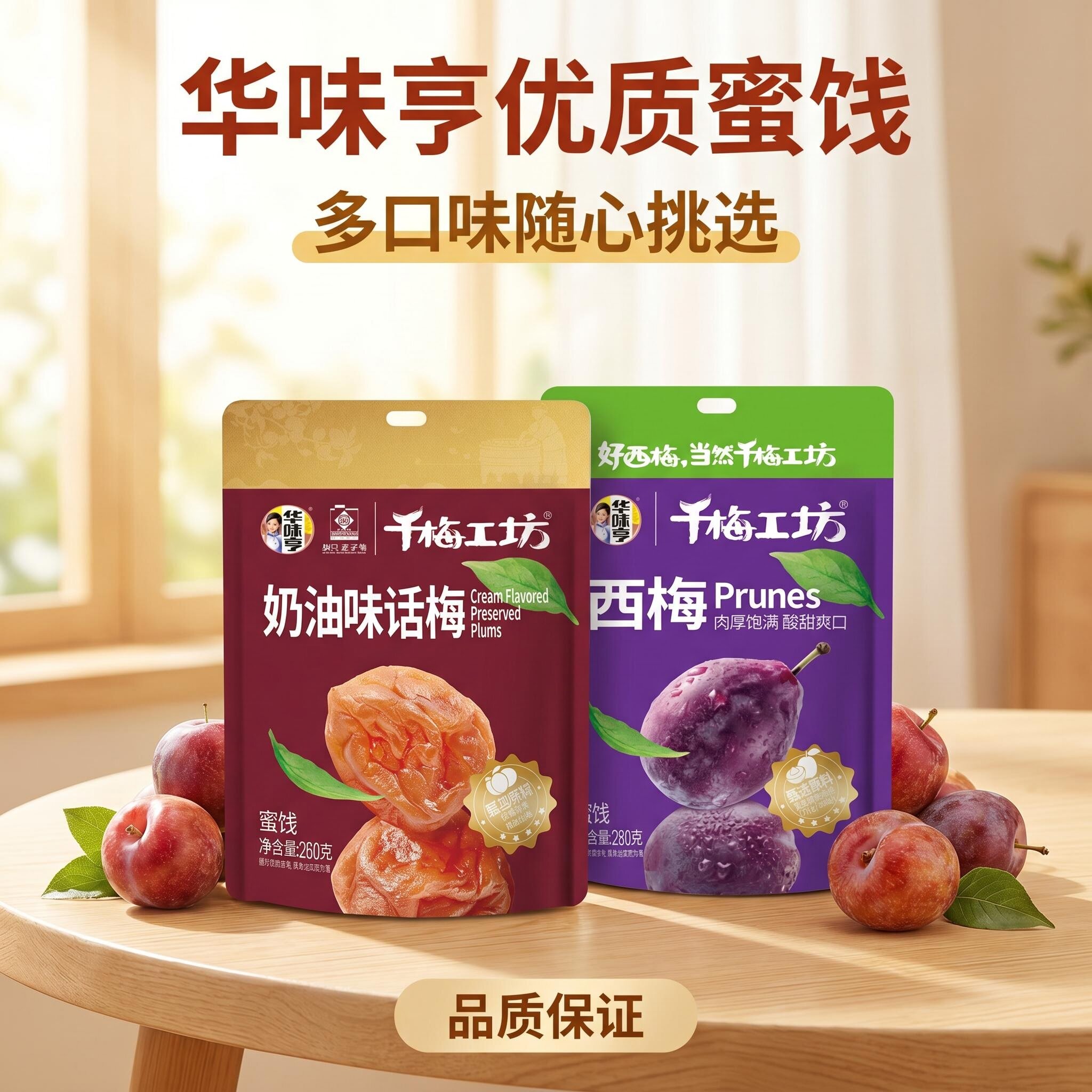 华味亨西梅280g奶油味话梅258g袋装千梅工坊蜜饯青梅休闲零食小吃