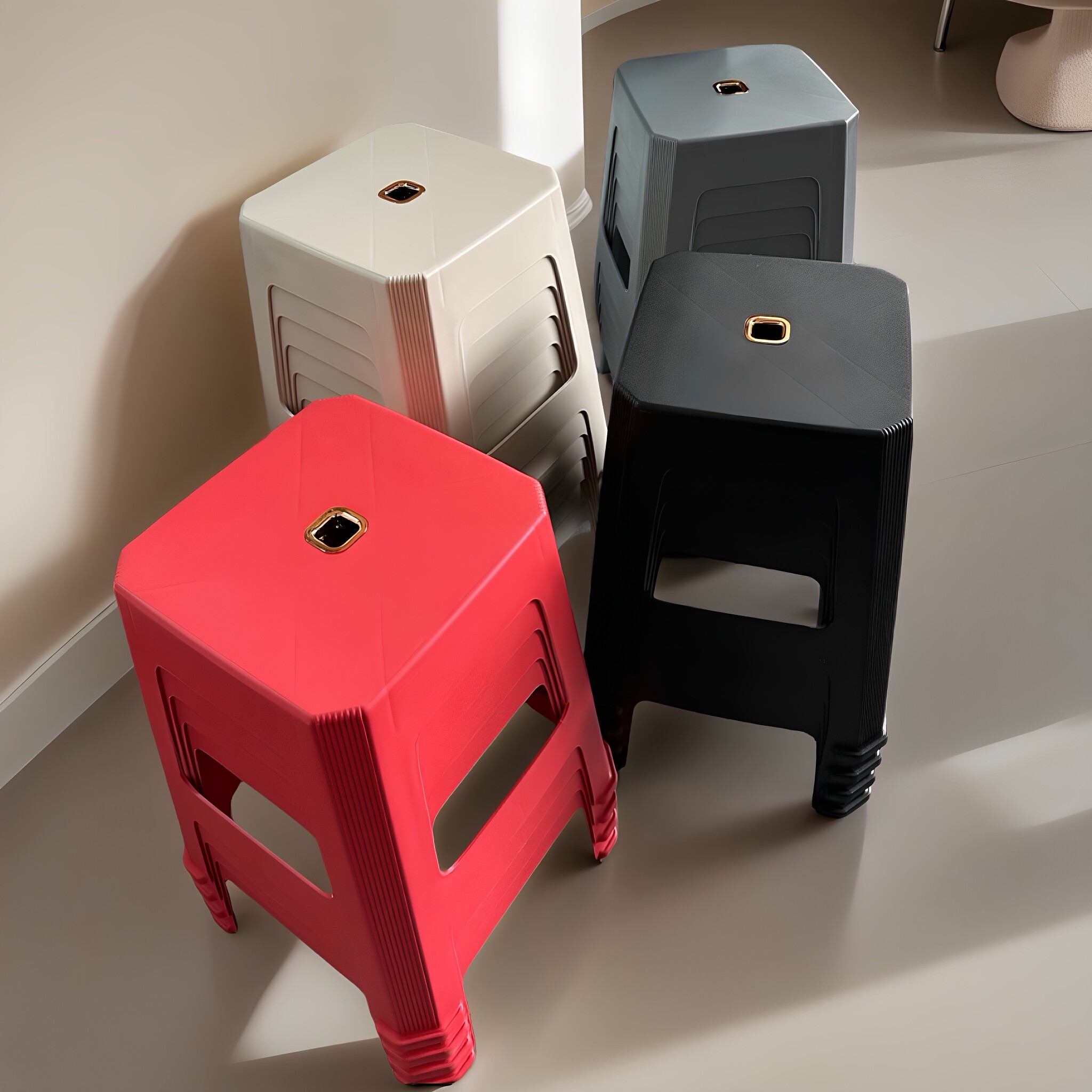 简约现代百搭加厚塑料凳子经济款