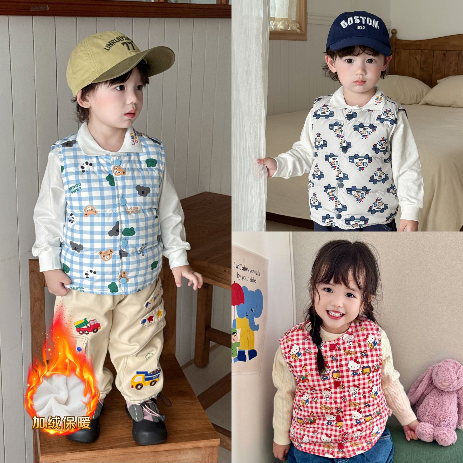 儿童双面羽绒马甲日系可爱宝宝