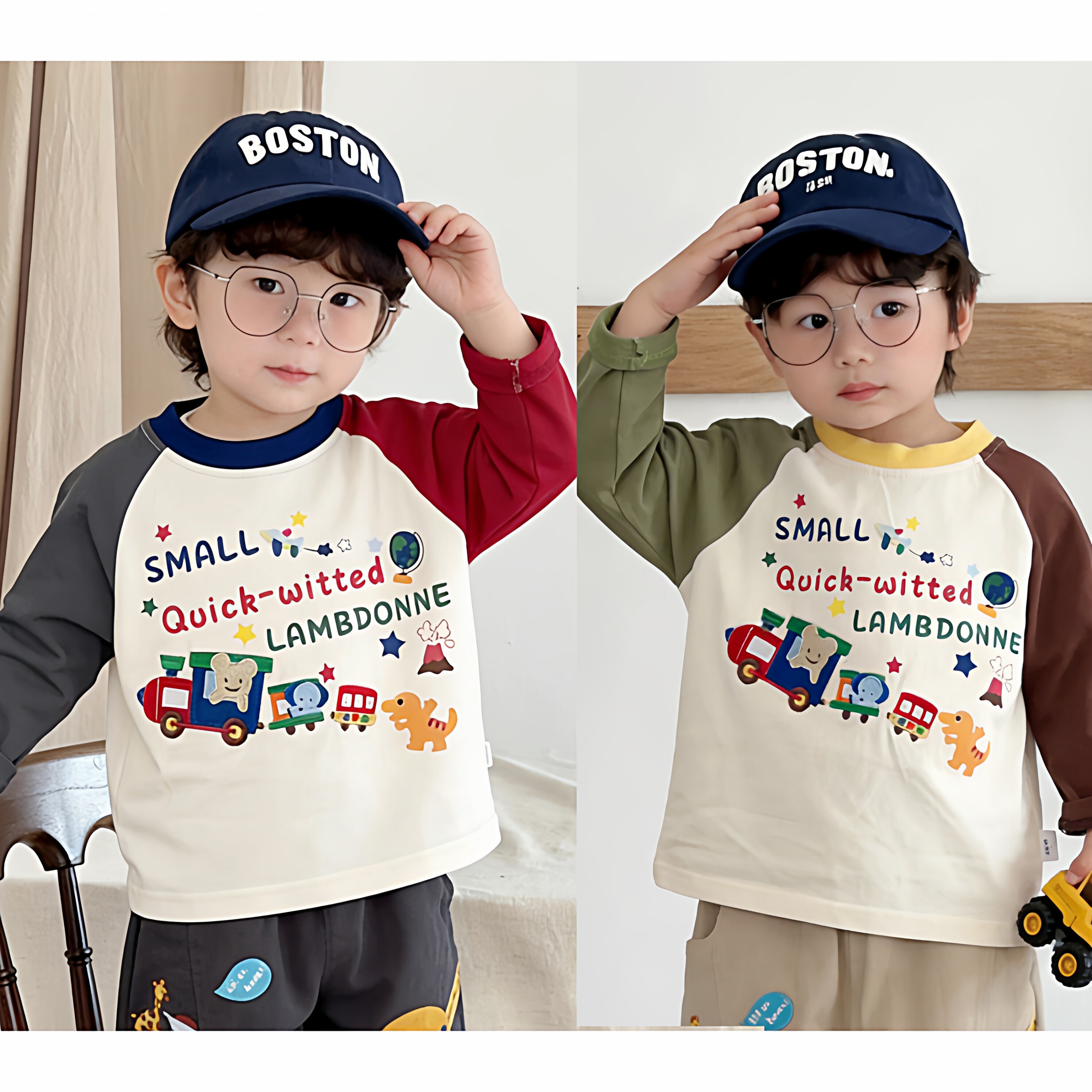 儿童长袖T恤2025秋季男童棉t恤卡通小小火车刺绣体恤宝宝打底衫