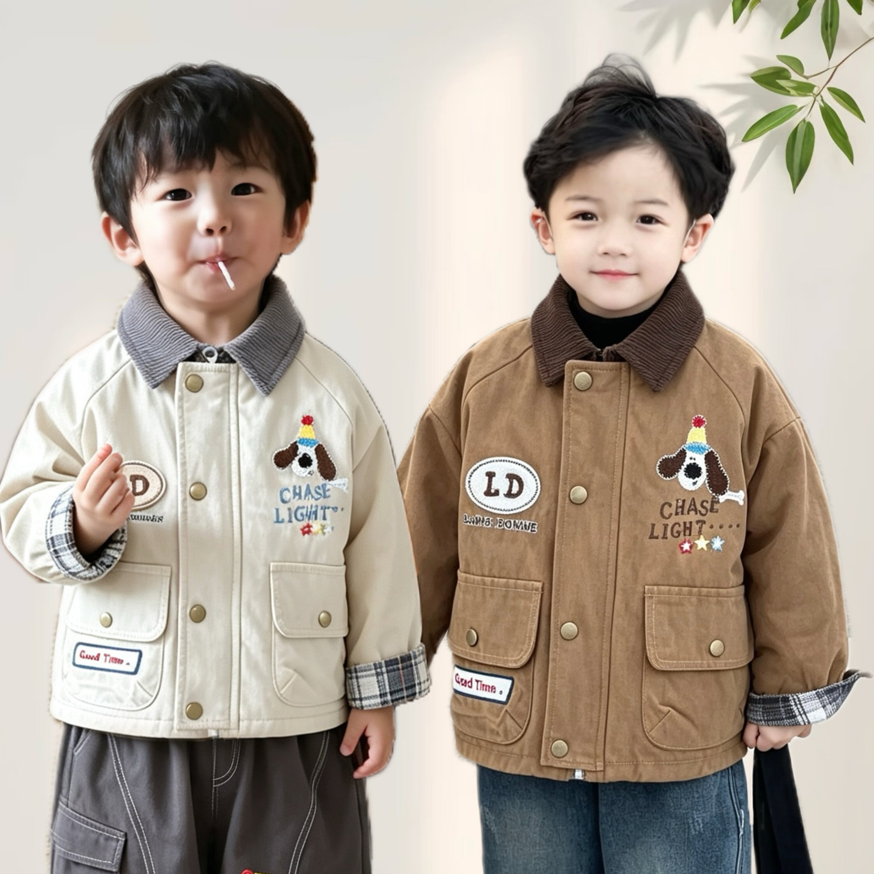 秋冬新款儿童翻领保暖卡通棉服