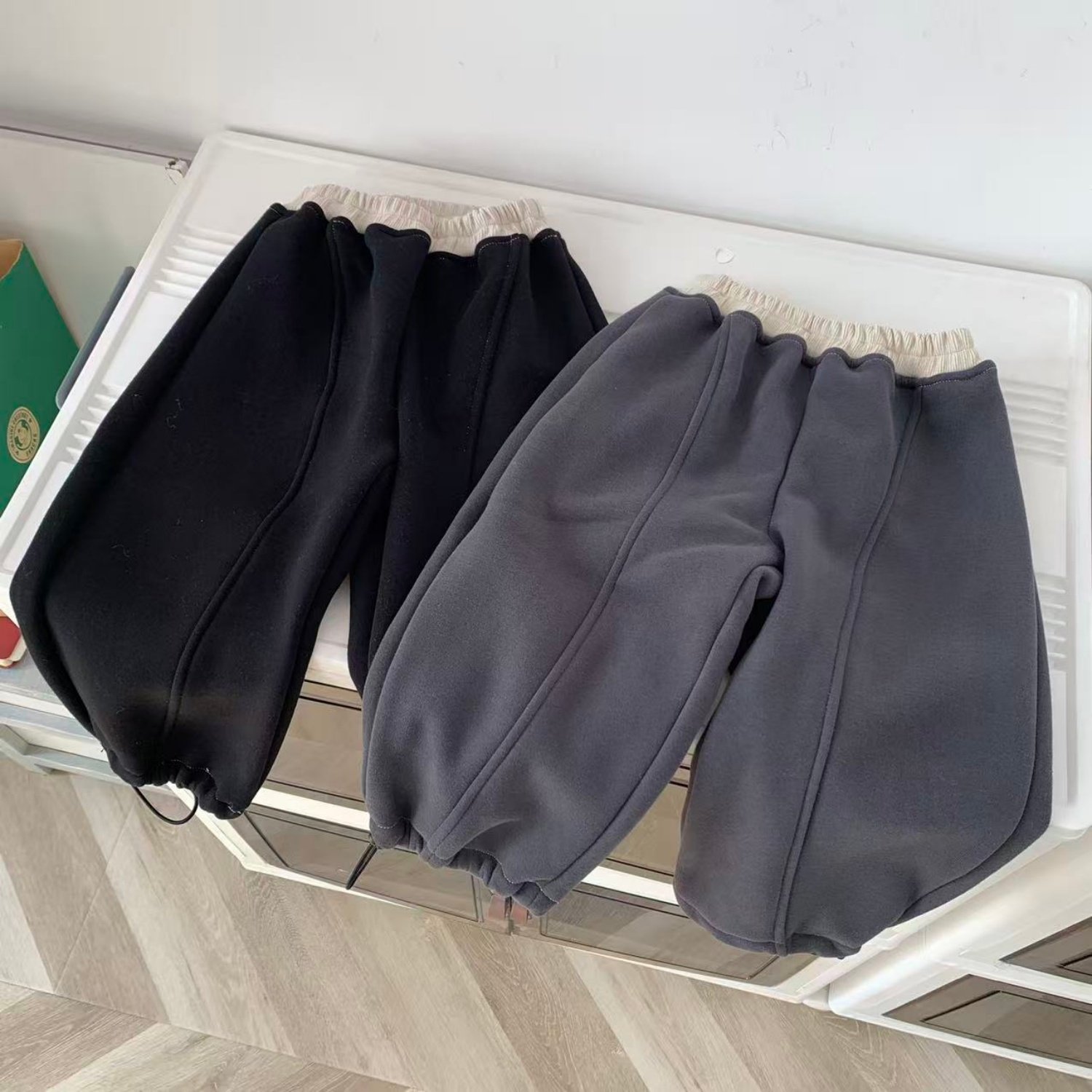 日系新款加绒小动物儿童长裤男童女童裤子加绒运动卡通保暖休闲裤